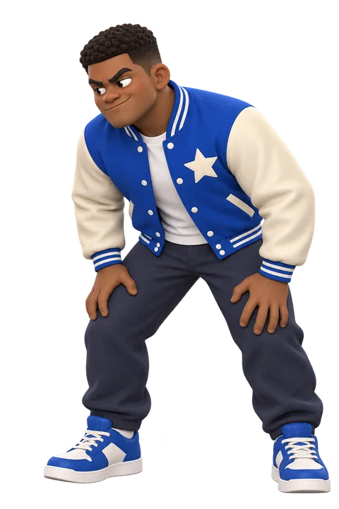 The Linebacker in a letterman jacket